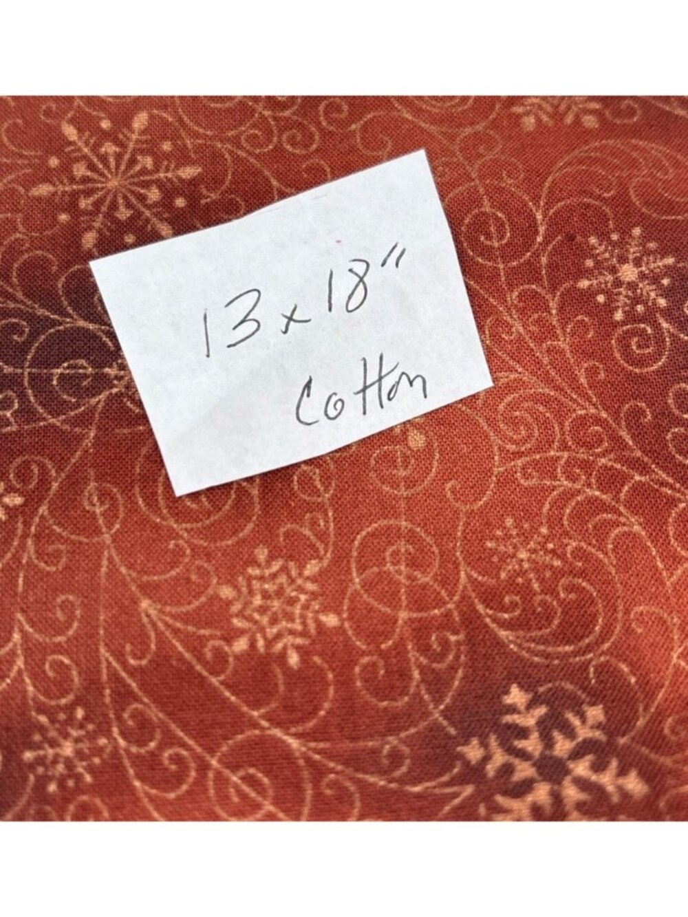 Copper Snowflake Cotton Fabric 13x18" Intricate Winter Swirl Pattern USA Made - Picture 2 of 14